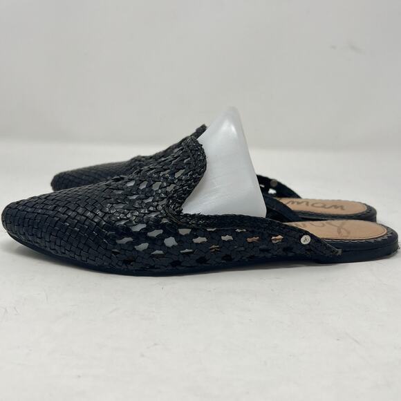 Sam Edelman Clara Black Woven Leather Mules, Size 6.5 Minimalist Resortwear - Picture 4 of 9